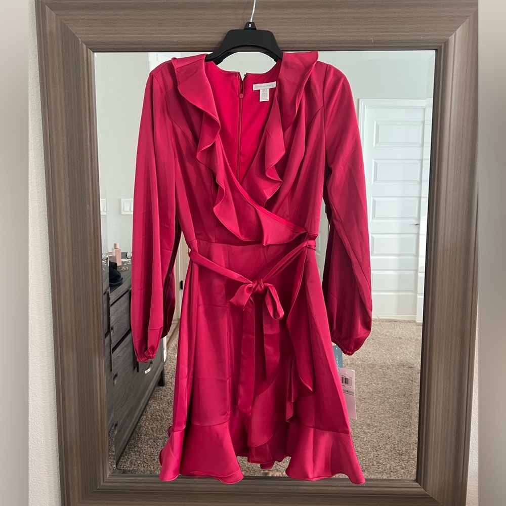 London Times ruffled wrap dress